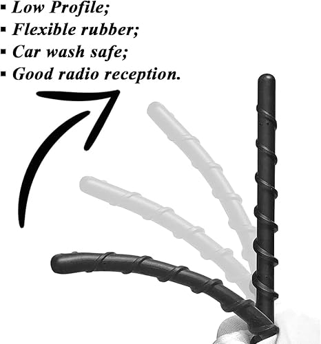 Miniatura 2 de Antena de radio corta para Jeep Wrangler JK JKU JL JLU Gladiator JT Rubicon Sahara Overland Sport 07-2024, recepción de radio AM/FM optimizada, para