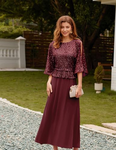 GRACE KARIN Sequin Dress for Women 2025 Mother of The Bride Dresses Wedding Guest Formal Chiffon Evening Gown4