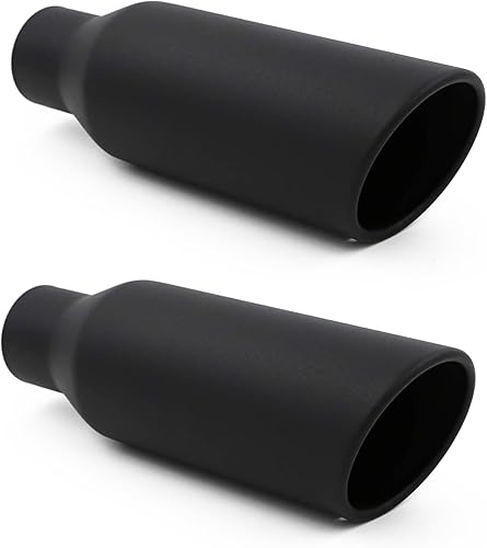 Miniatura 8 de Punta de escape plateada de entrada de 2.5 pulgadas, entrada de 2.5 pulgadas, salida de 4 pulgadas, longitud total de 12 pulgadas, puntas de escape