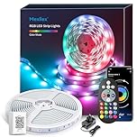 Mexllex Led Strip Light 15M, Bluetooth APP & Remote Control, Music Sync Color Changing RGB SMD Led Light Strips for Bedroom, Home, Party, Kitchen Decoration (1x15M)