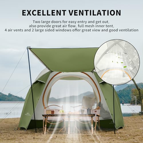 Image of Naturehike KOTA 4 /6 /8 Person Camping Tent, Double Layer Waterproof 4 Person 6 Person 8 Person Tents for Camping, Large and Tall Family Tent with Vestibules Porch