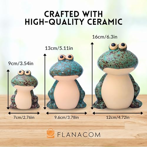 Dekofigur mit Ton Frosch 11x8x7cm Keramik grün 1 Stück sortiert - Gartendeko Tier - Kleine Gartenstatue & Garten Deko Tierfigur