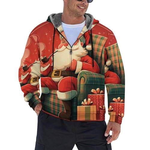 Sweat à capuche polaire homme Père Noël veste thermique épaisse