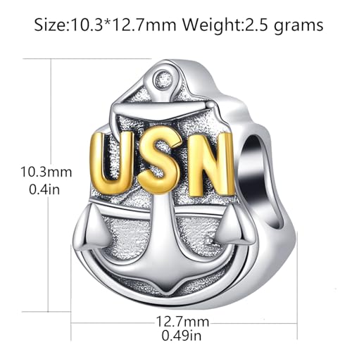 USN Navy Anchor Sterling Silver Gold Plated Sailor Birthday Anniversary Charm for Diy Charms Bracelets2