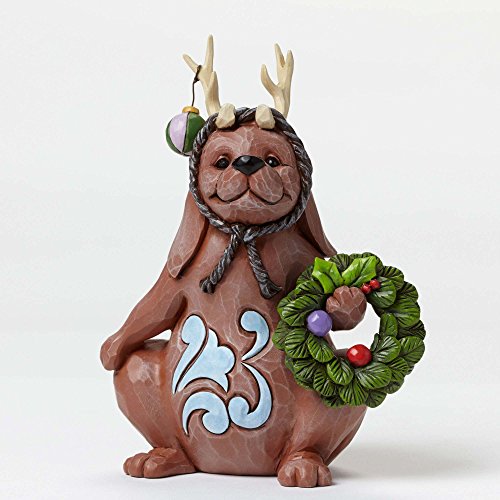 Jim Shore for Enesco Heartwood Creek Lazy and Lovable Christmas Dog Figurine, 5.875