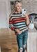 KIRUNDO Women's 2025 Fall Winter Striped Color Block Short Sweater Long Sleeve Crew Neck Casual Loose Knit Pullover Tops(Medium, 2004-Rainbow)