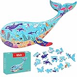 Wal-Puzzles für Kinder: 50 Teile Einzigartige Tierpuzzles für Kinder im Alter von 4–8 helfen Kindern, den Spaß am Lernen über Tiere zu steigern. Es gibt Szenen mit verschiedenen Arten von niedlichen Mini-Meerestieren. Größe des fertigen Puzzles: 49 cm x 31 cm / 19,3