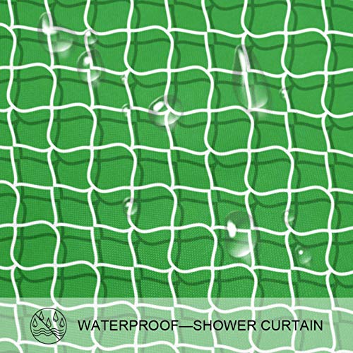Quatrefoil Green Mesh Shower Curtain For Bathroom Showers, Stalls, And Bathtubs, Machine Washable With Floor Mat #TOP4