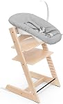 Tripp Trapp Chair from Stokke (Natural) + Tripp Trapp Newborn Set (Grey) - Cozy, Safe & Simple to Use - For Newborns Up to 20 lbs