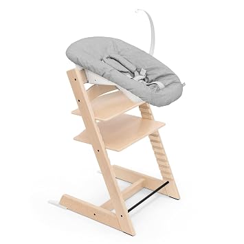 Tripp Trapp Chair from Stokke (Natural) + Tripp Trapp Newborn Set (Grey) - Cozy, Safe & Simple to Use - for Newborns Up to 20 lbs