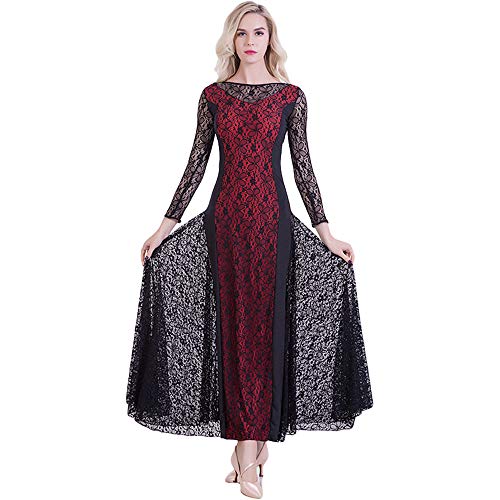 ZooBoo Prom Ballroom Dance Dress - Dancing Waltz Tango Party Latin Swing Dancewear Skirt Dress for Women (Red, XL)