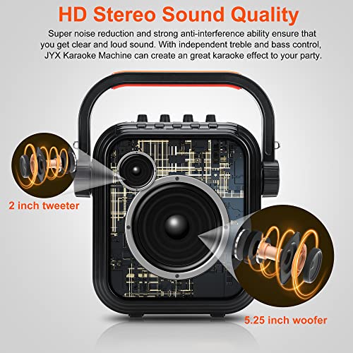 Jyx Karaoke Machine With 2 Uhf Wireless Microphones, 5200Mah Portable Microphone Speaker Set Bluetooth 5.0 Rechargeable Pa System With Tws, Fm, Rec, Supports Bluetooth/Usb/Tf Card/Aux-In For Party #TOP3