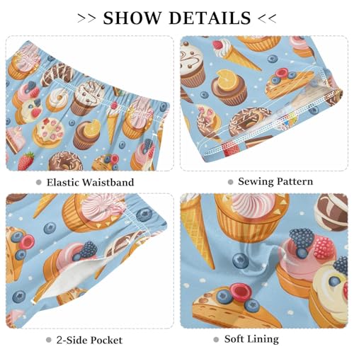 ALAZA Ice Cream Cake Donut Pajama Shorts Elastic Waist Casual Sleep Shorts with Pockets Size 6-143