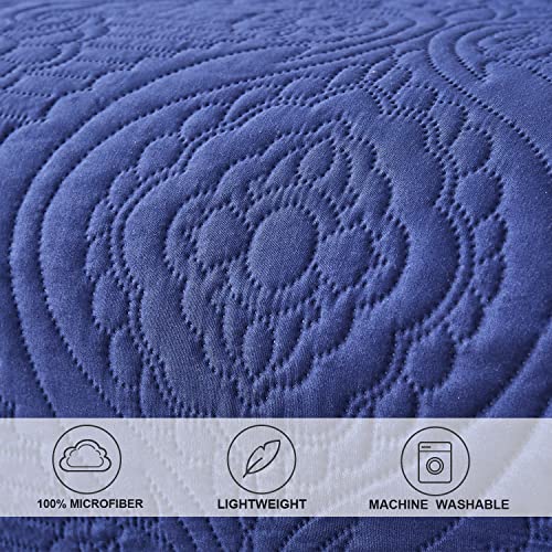 Image of Hailea 3 Piece Navy Daybed Cover Twin Size Cozy Daybed Sets Bedding Double Sided Quilting Cover Set Geometric Print Bedspread Coverlet All Season for Twin Bed with 2 Standard Shams,39 inchx75 inch