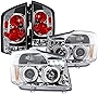 SPEC-D TUNING Halo LED Projector Black Headlights + White LED Fog Lamp Compatible with Armada Left + Right Pair Headlamps Assembly