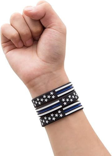 Miniatura 5 de Sainstone  Juego de pulseras de goma de silicona con diseño de bandera de Estados Unidos  apoyo a la aplicación de la ley para la oración de los
