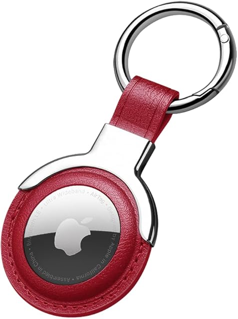 Sichy PU Leather Case for Apple AirTags Case Keychain Air tag Holder Airtag Keyring Cases Air Tags Protective Cover Airtag Key Chain Loop Holders for Luggage Dog Cat Pet Collar
