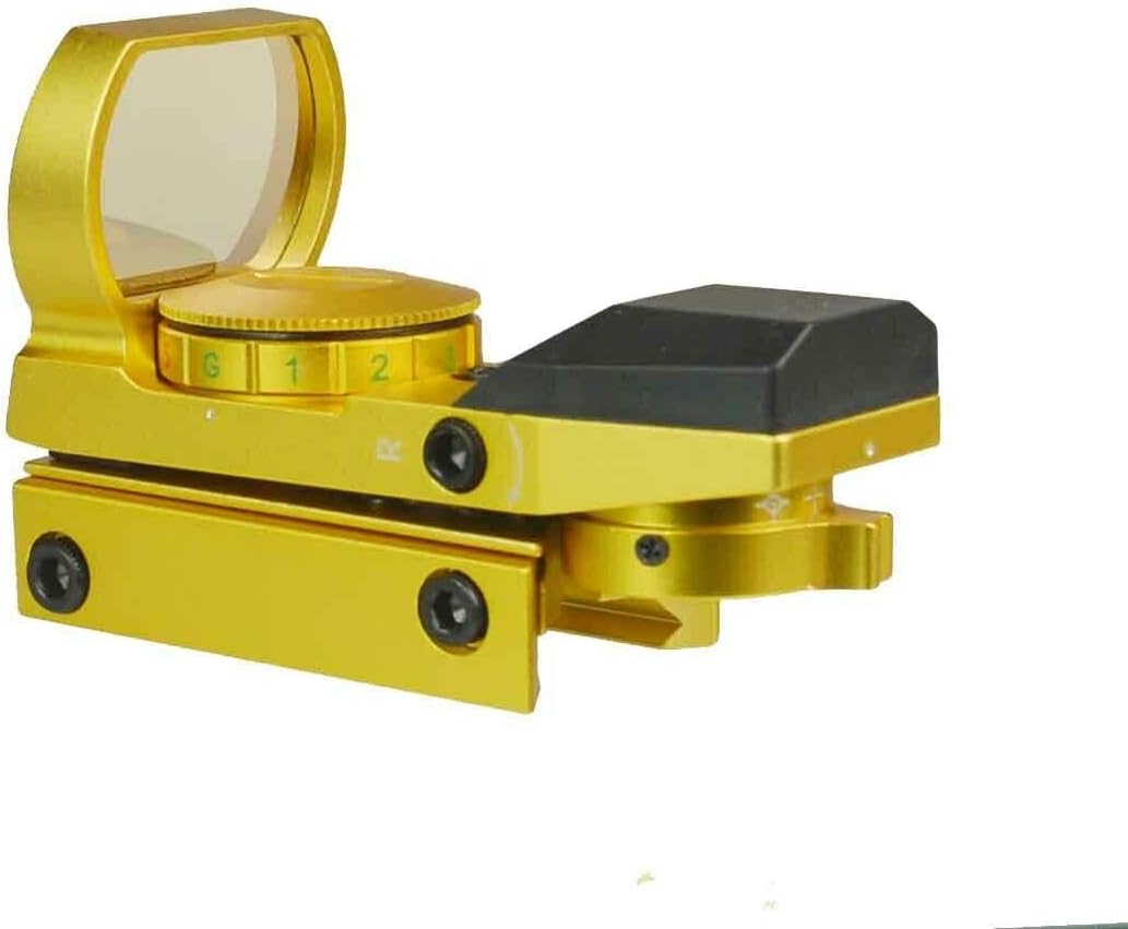 Gold Color Holographic Reflex Both Red and Green & 4 Reticals for Picatinny/Weaver