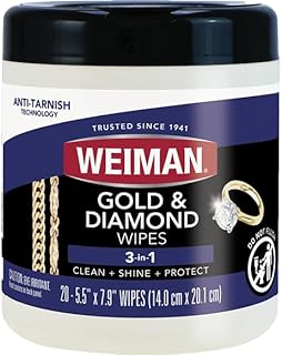 Gold & Diamond 3-in-1 Wipes - The Premium Jewelry Cleaner, Removes Tarnish and Dirt, Restores & Protect Sparkle and Shine, Easy-to-Use Wipes, Safe for Silver, Platinum, Gemstone, Titanium