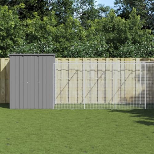Genérico Caseta Perro Corral Acero galvanizado Gris Claro 165x1271x181cm,Casetas para perros-3189108