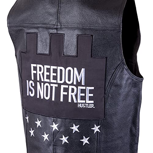 Xelement Hsvt 290 Motorcycle Leather Vest For Men - Freedom Is Not Free - Premium Genuine Biker Club Gilet (Xx-Large) #TOP3