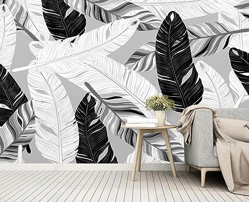 Papel Pintado 3D Plumas Blancas Y Negras Papel Tapiz Mural 3D Fotomurales Decorativos Dormitorio S-18717 250X175CM