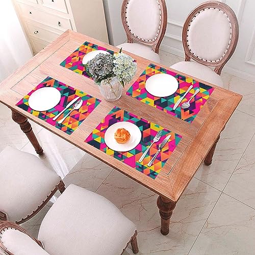 Set de table lavable lot de 6 avec imprimé triangle coloré pour cuisine - 7