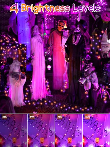Guirnalda de luces LED Halloween 25 pies naranja y púrpura miniatura 7