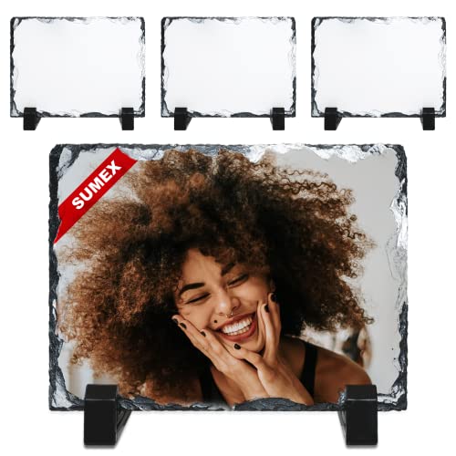 Sumex 4 Pezzi Cornice per Foto in Ardesia di Roccia Vuota a Sublimazione, Cornice per Foto Personalizzata 15×20 cm per Matrimonio, San Valentino
