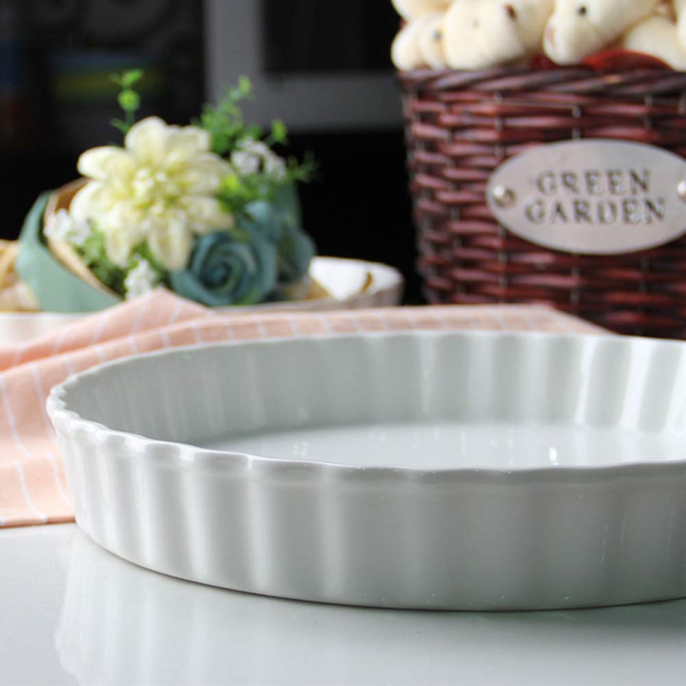 Głębokie Naczynie do Ciasta, Porcelanowa Forma do Pieczenia i Pizza, Okrągła Ceramiczna Forma do Ciasta, Ryflowana Blacha, 20 cm