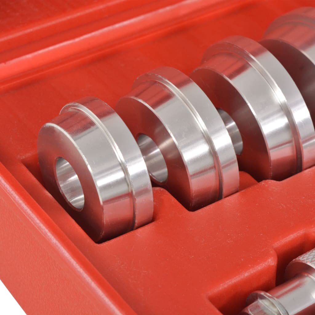 Zestaw elementów dociskowych 10-częściowy zestaw napędowy wypychacz z aluminium do prasy warsztatowej, 1 trzpień udarowy i 9 elementów dociskowych, do montażu łożysk kół, demontażu i naprawy