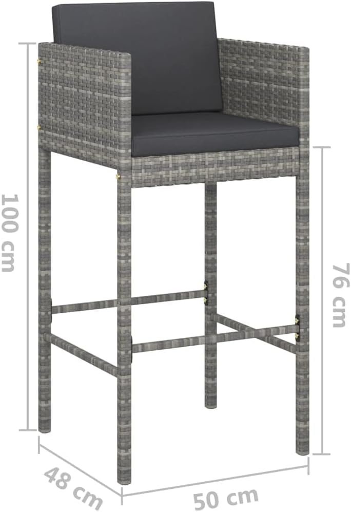 5 Piece Patio Bar Set with Cushions,Backyard Decor,Backyard Sofa Suit,Outdoor Furniture,Casual Table Chairs,Perfect for Indoor, Outdoor Garden, Lawn, and Backyard, Poly Rattan Gray