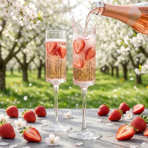 panemy Lot de 2 Verres à Vin Rouge en Acrylique,165 ml,Réutilisables,Sans BPA,Verre à Pied Plastique,Incassables, Parfaits pour les Mariages,Anniversaires,Fêtes et le Camping (Coupes à champagne B)