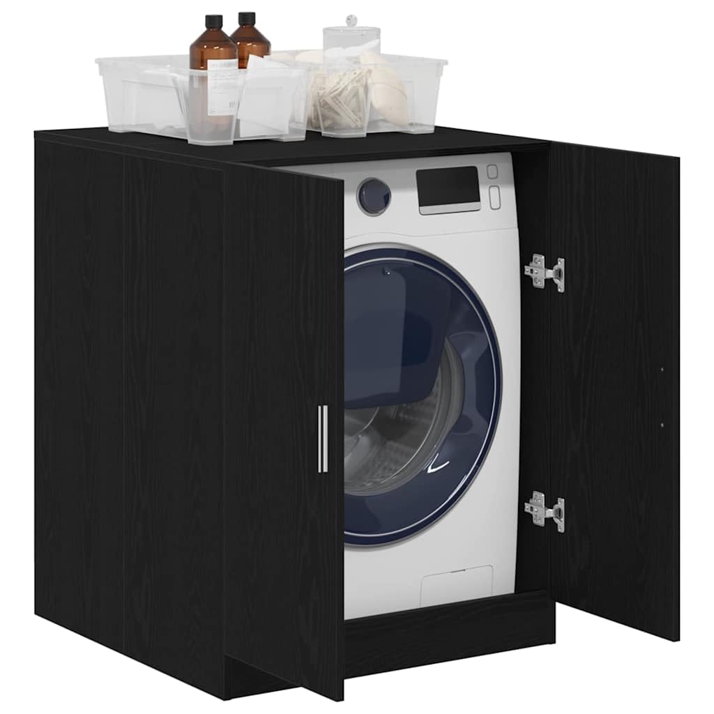 vidaXL Washing Machine Cabinet Black Oak 70.5 x 71.5 x 91.5 cm, Living Room Storage, Modern Utility Cabinet for Washing Machine, Laundry Essentials, Space Saving, Home Improvement Organizing