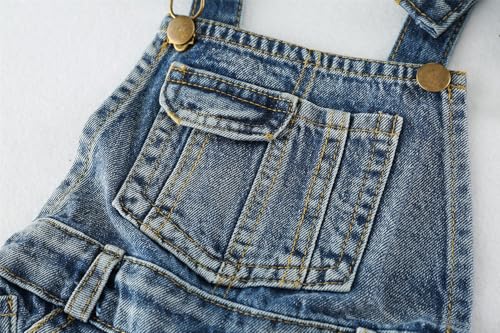 Image of KIDSCOOL SPACE Baby Little Girl Jean Overalls,Big Ripped Denim Shortall