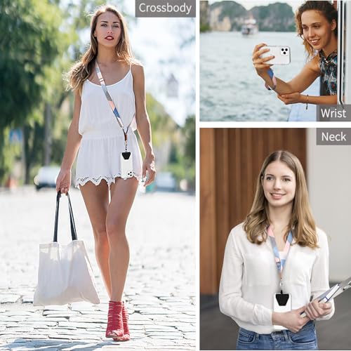 Image of OUTXE Phone Lanyard - 4x Pads, 1x Adjustable Neck Strap, 1x Wrist Strap, Nylon Phone Lanyard Compatible with All Smartphone