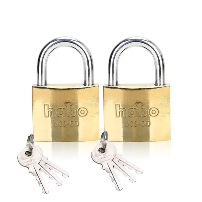 Buy Golden Steel Keyed Padlock of 2 Pack, Solid Lock with (50mm) Wide