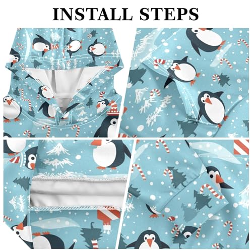 Kids Hoodies Sweaters Christmas Xmas Penguin Hooded Sweatshirts with Big Pockets for Boys Girls B04004393