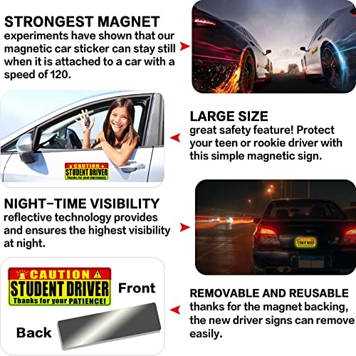 Sukh 3 Pcs Student Driver Car Magnet - New Driver Magnet For Car Funny Be Patient Yellow Red Green Safety Warning Rookie Driver Car Bumper Magnets Sign #TOP3
