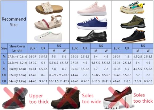 Image of Waterproof Shoe Covers, Reusable Foldable Slip Proof Bottom Overshoes with Zipper, Keep Shoes Dry for Cycling Fishing Walking in Rain Snow and Mud (Black Short Boot, XL)