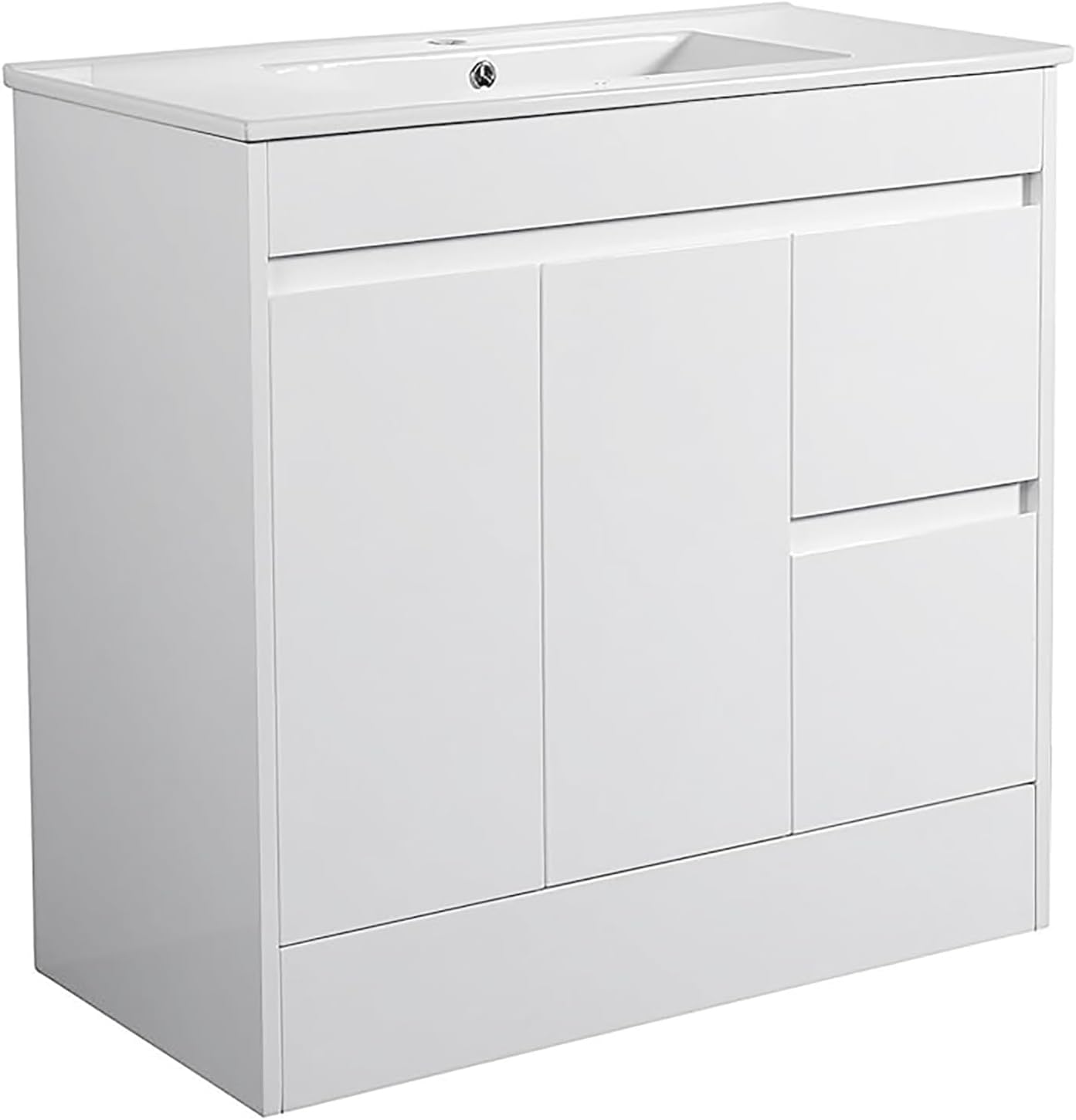 900mm Bathroom Basin Vanity Unit Freestanding Vanity Unit with Basin Bathroom Storage Cabinets Waterproof Cupboard Cabinet Unit Ceramic Sink 2-Drawer Floor Standing Vanity Units