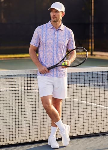 Camisetas polo para hombre Libin, de manga corta, secado rápido, transpirable, con estampado floral y diseño casual y para negocios miniatura 4