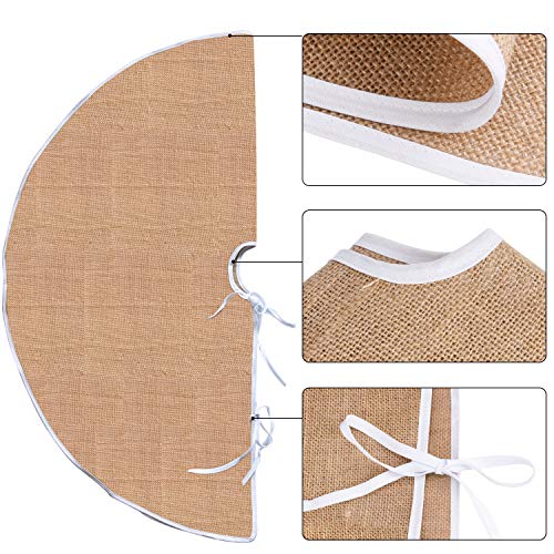 Livder 59 Inch Linen Burlap Christmas Tree Skirt Large Round #TOP2