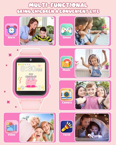 Image of Kikapabi Kids Toy Smart Watch, Suitable for 3+ Boys and Girls,Birthday Christmas New Year Gifts for 3+ Years Old Girls Boys.(Pink)