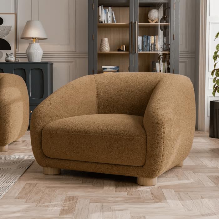 Image of Kaniel Premium Boucle Fabric Sofa for Living Room and Offices (Brown, Armchair)