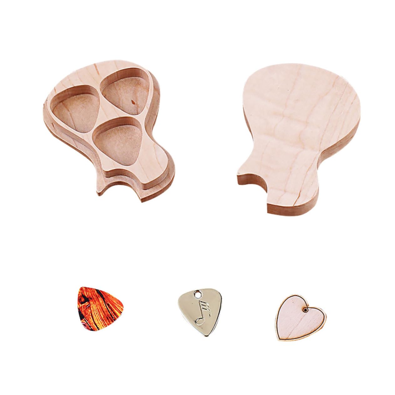FRCOLOR Boîte à Médiators Guitare en Bois D’érable, Lot L813 3 Pièces