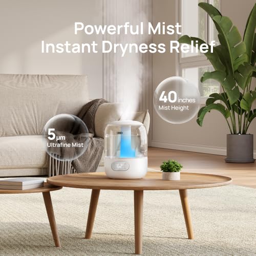 DREO Humidifiers for Bedroom, Cool Mist Ultrasonic Humidifier with 26dB Quiet & RGB Lighting, Top Fill 3L Tank, Easy Clean, 30 Hr Runtime for Home, Baby, Plant, Nursery, Work with Google/Alexa, Ivory by DREO - Image 4