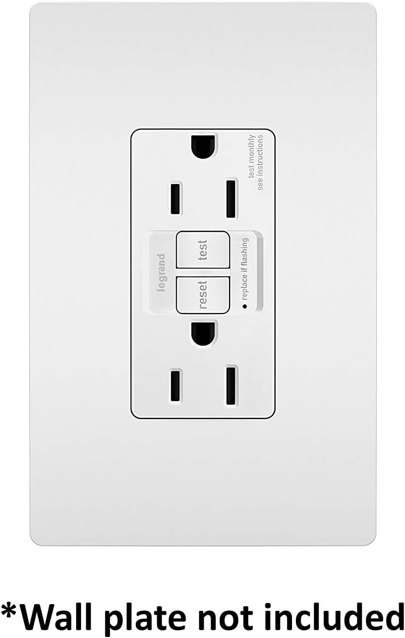 Legrand radiant 1597TRW3PKCC4 15 Amp GFCI Self Test Tamper Resistant Decorator Duplex Outlet, White (3 Pack)