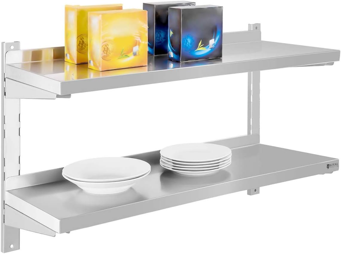 Royal Catering Stainless Steel Wall Shelf Commercial Kitchen Shelf