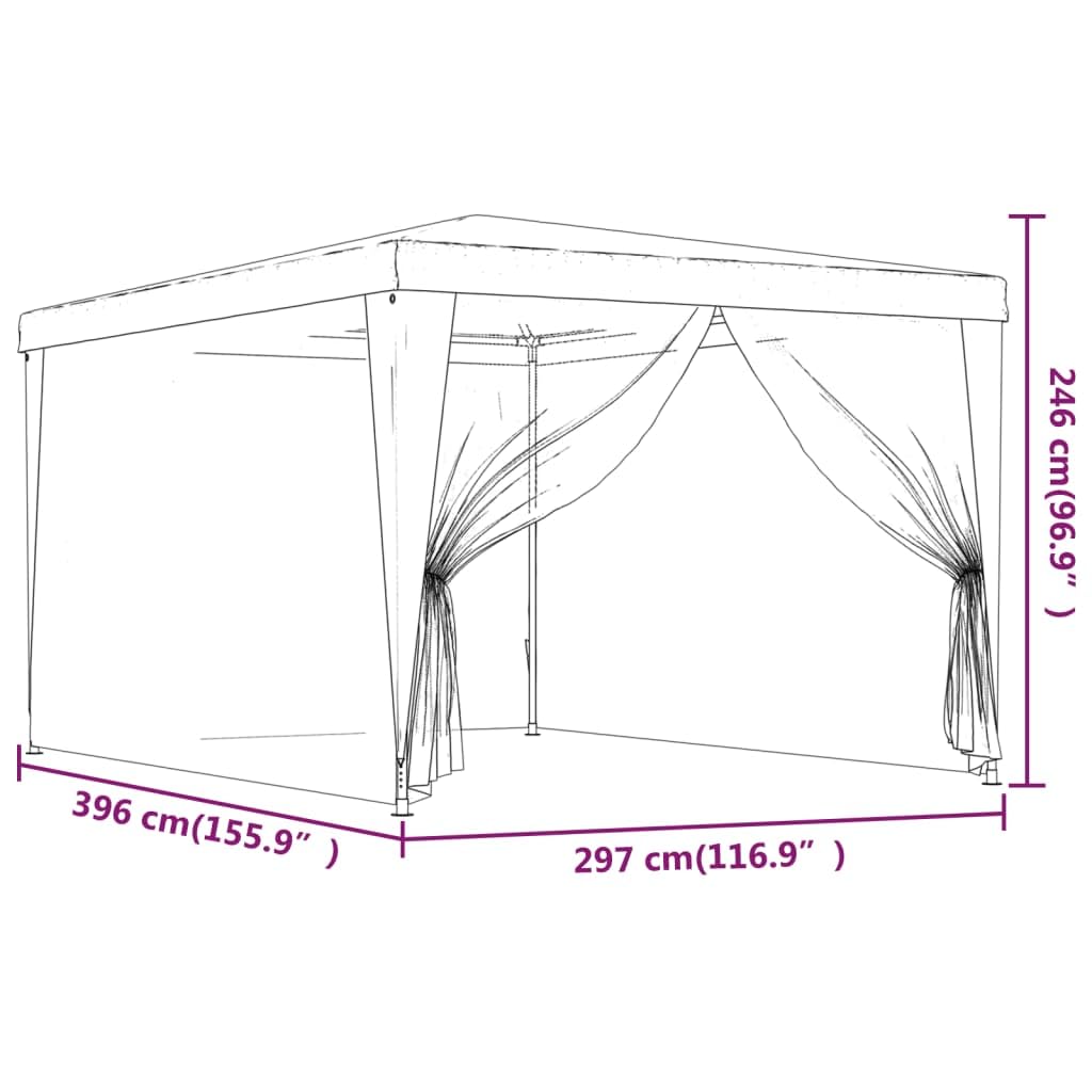 Namiot imprezowy HDPE czerwony 297 x 396 x 246 cm ze ścianami bocznymi
